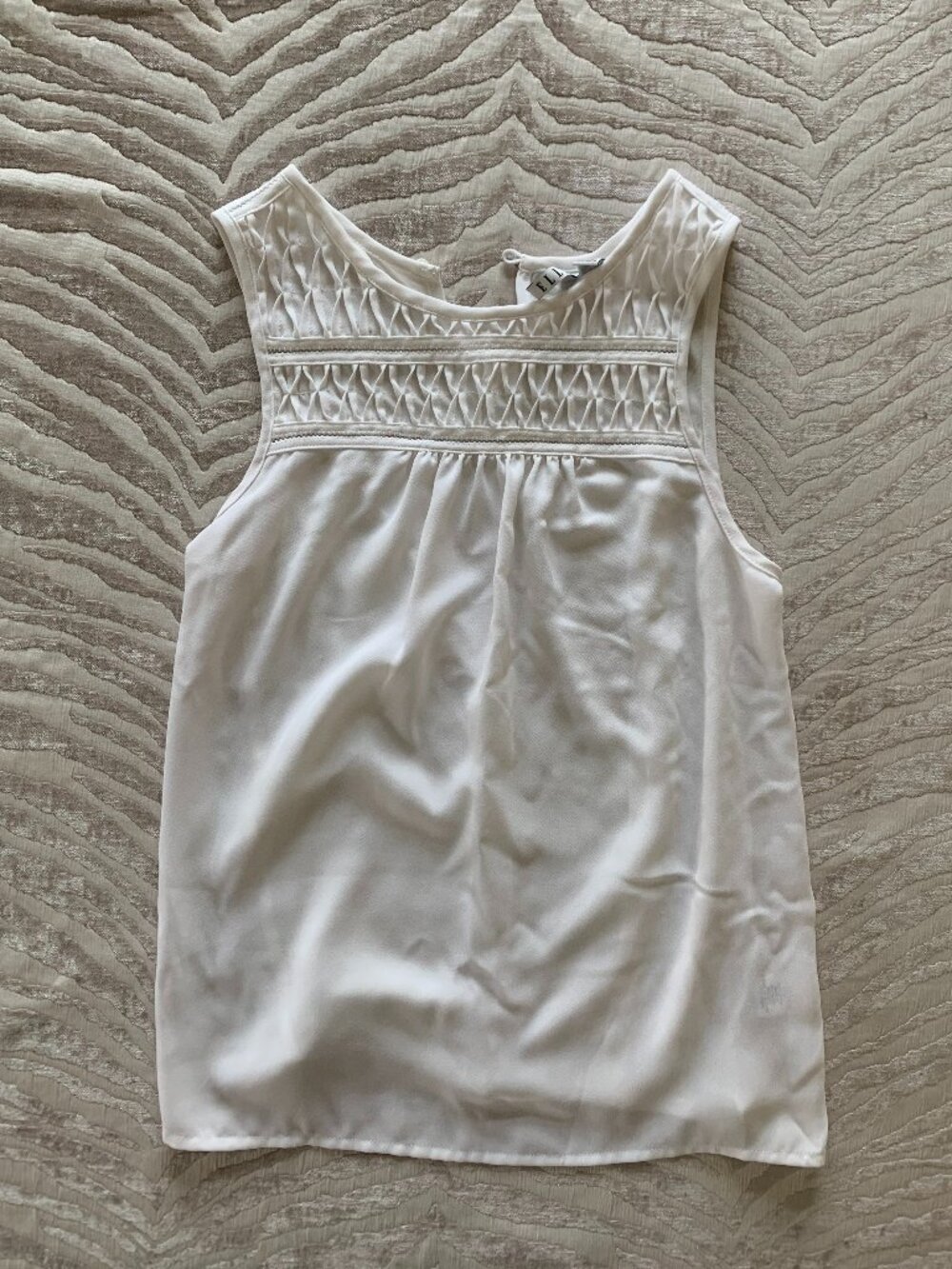 Elle White Chiffon Tank Top | White Bohemian Style Sleeveless Blouse